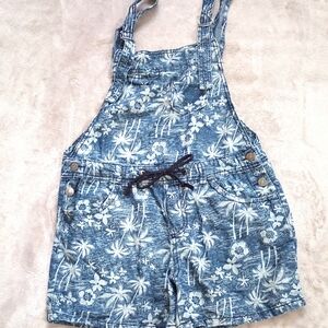 Vintage Y2K Union Bay Chambray Tropical Print Shorts Romper M